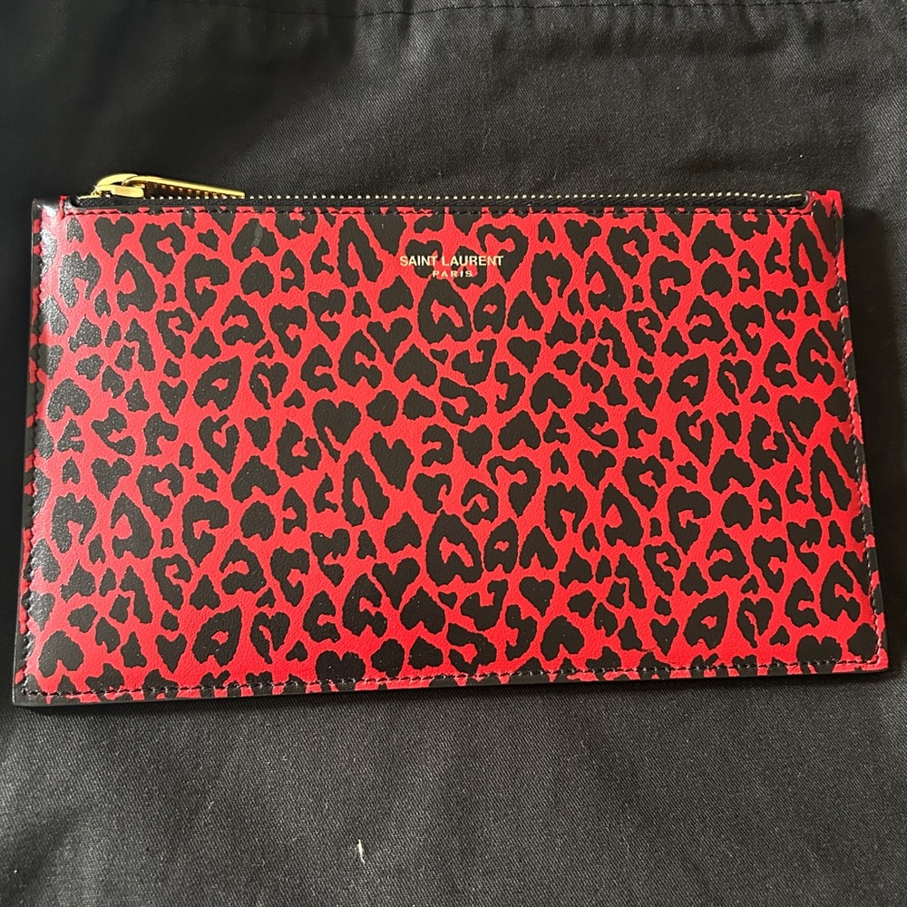 Saint Laurent Leopard Printed Calfskin Leather Smalll Pouch